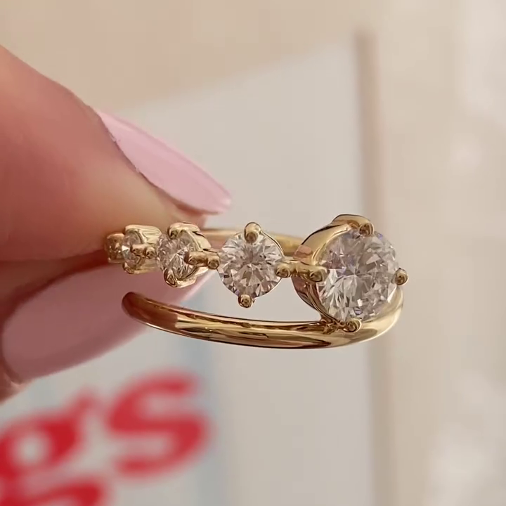 Round 0.80tcw Lab Diamond Five Stone Bypass Ring | IGI Certified | D-E-F | VVS–VS