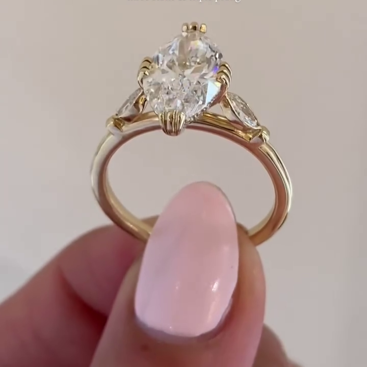 Marquise 2.50tcw Lab Grown Diamond Engagement Ring | Hidden Halo & Side Stones | IGI Certified