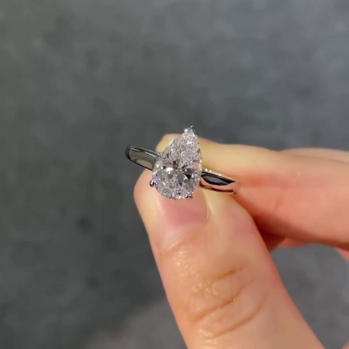 2.00ct Pear Lab Grown Diamond Engagement Ring | Hidden Halo Solitaire in White Gold | IGI Certified