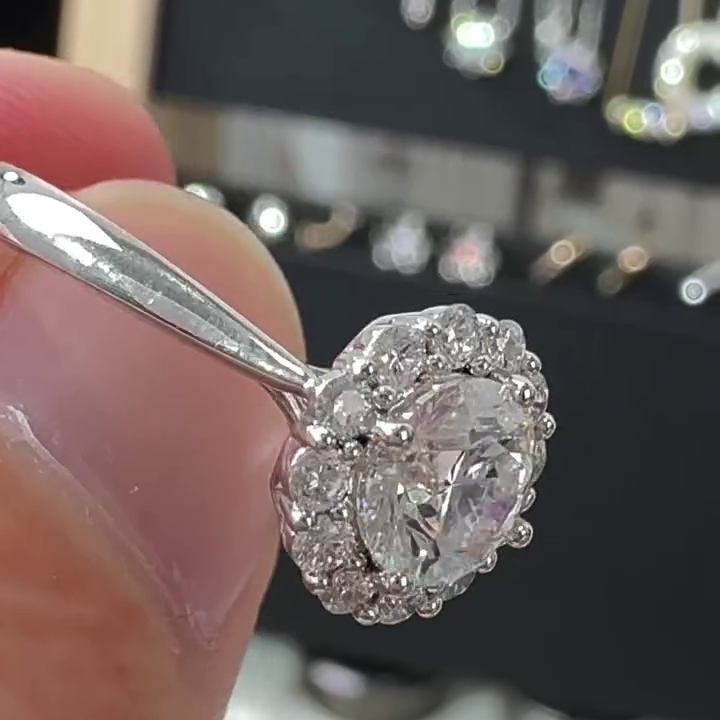 1.15tcw Round Lab Grown Diamond Engagement Ring | Halo Cathedral Style | IGI Certified | White Gold