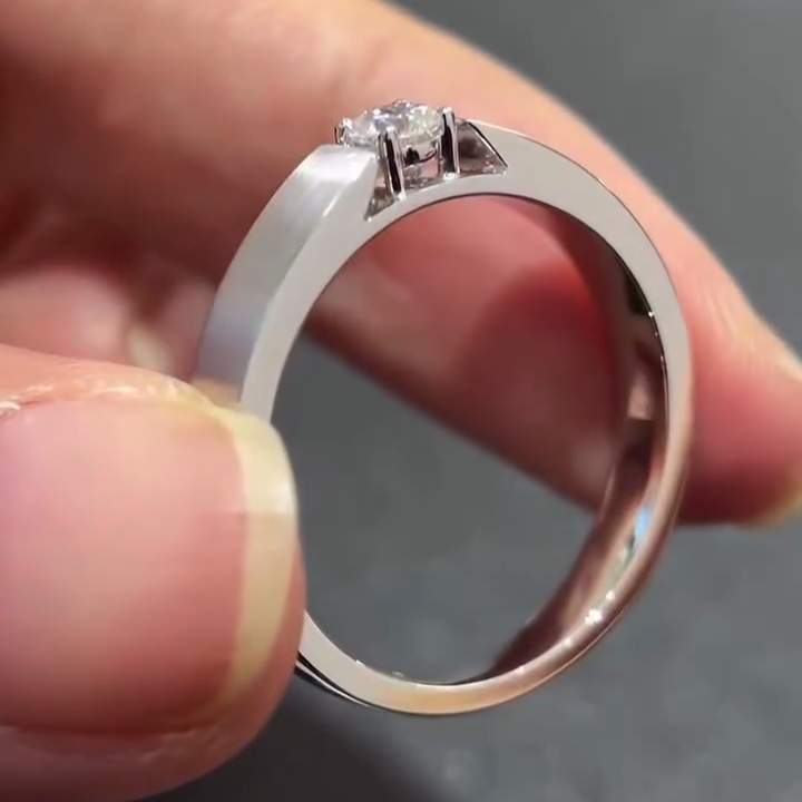 Round 0.50ct Men’s Tension Lab Grown Diamond Ring | IGI Certified | White Gold Minimalist Design