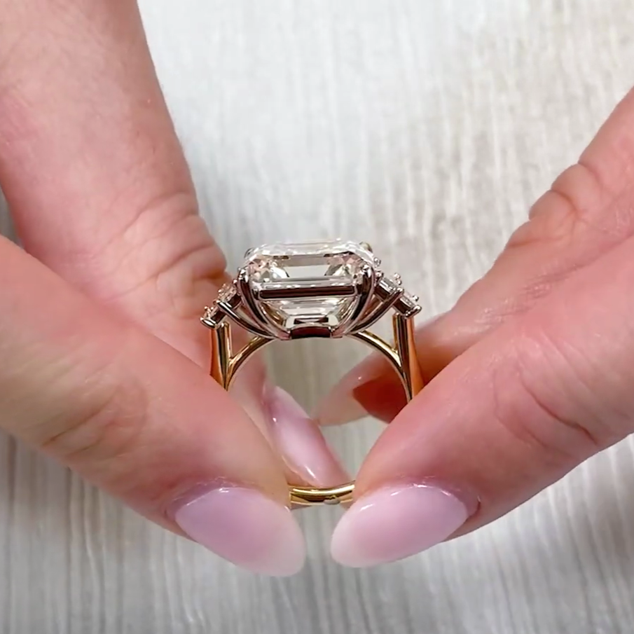 Asscher 9.50tcw Lab Diamond Five Stone Ring | IGI Certified | D-E-F | VVS–VS