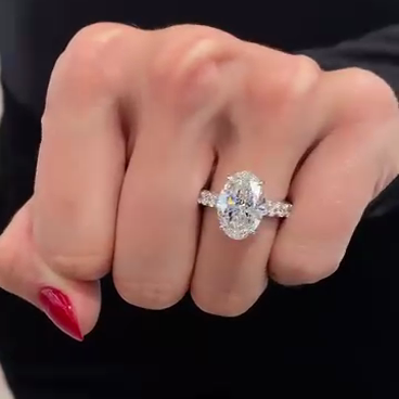 Oval 5.20tcw Lab Diamond Engagement Ring with Side Stones | IGI Certified