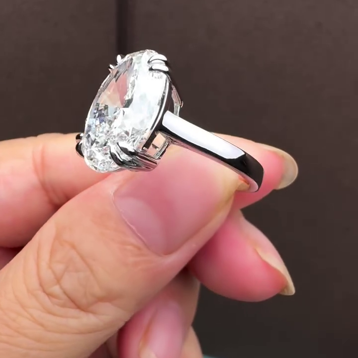 Oval 7.00ct Lab Grown Diamond Cathedral Solitaire Engagement Ring | D-E-F Color | VVS–VS Clarity | IGI Certified | 4-Claw Prong