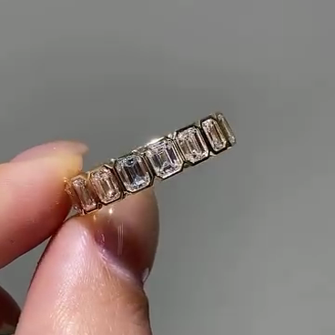Emerald 3.60tcw Bezel Set Eternity Lab Grown Diamond Band, D-E-F Color, VVS-VS Clarity