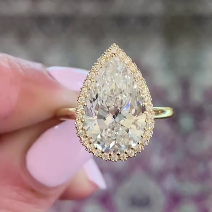 Pear 2.90tcw Lab Diamond Hidden Halo Engagement Ring | IGI Certified | DEF VVS–VS Clarity