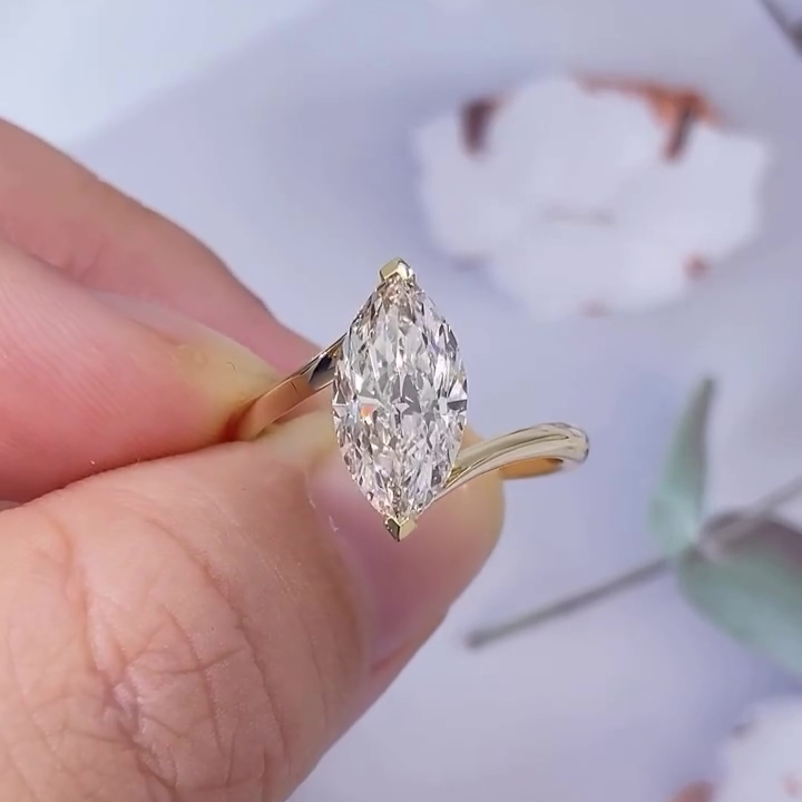 Marquise 2.50tcw Lab Diamond Bypass Ring | IGI Certified | D-E-F VVS–VS | Custom Gold | AntiqueCut