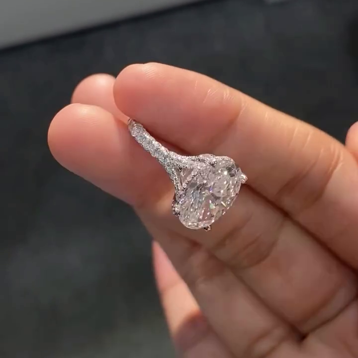 Oval 5.00tcw Lab Diamond Pave Engagement Ring | IGI Certified | White Gold