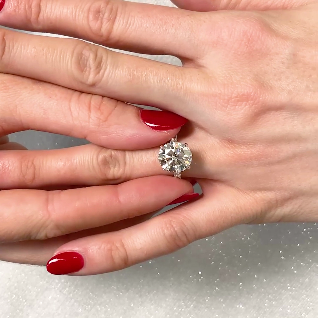 Round 4.50tcw Lab Diamond Engagement Ring | 4.00ct Center | Hidden Halo | IGI Certified | White Gold