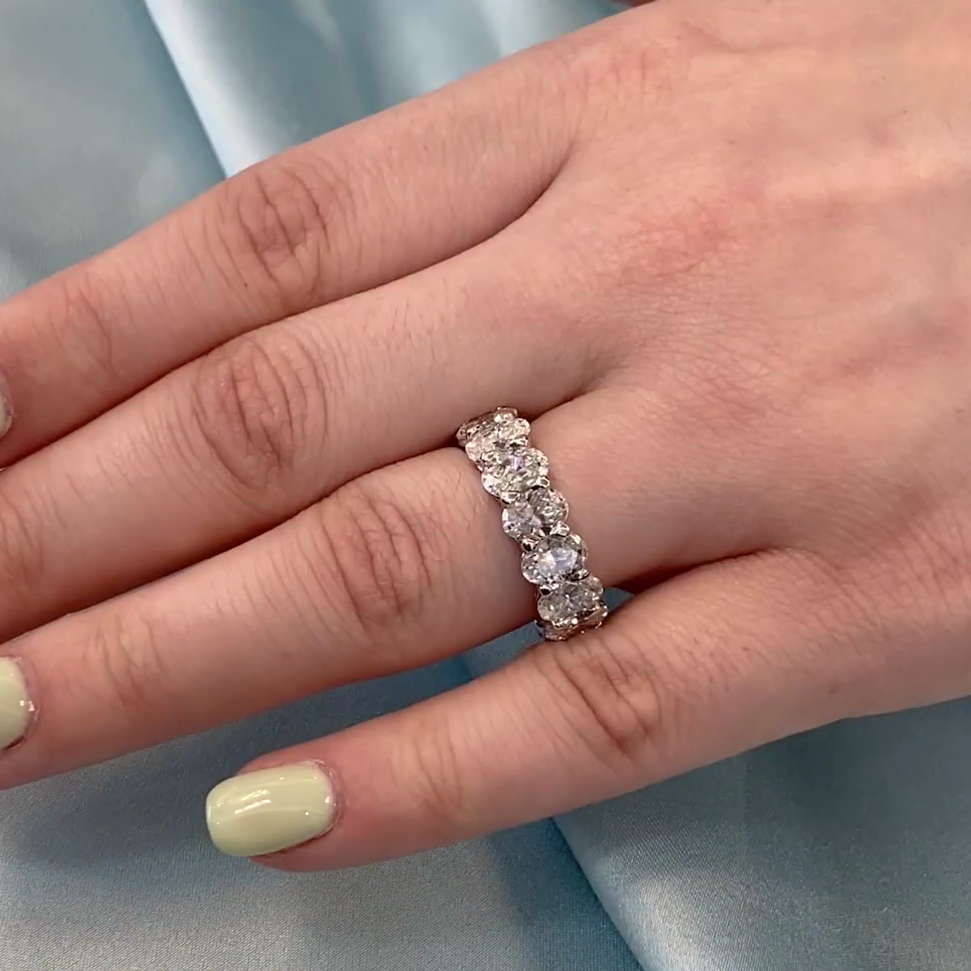 Oval 3.30tcw Lab Diamond Half Eternity Wedding Band | IGI Certified DEF VVS–VS Clarity
