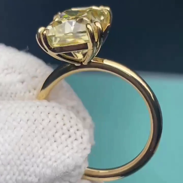 Radiant 4.00ct Fancy Yellow Lab Grown Diamond Solitaire Engagement Ring | IGI Certified