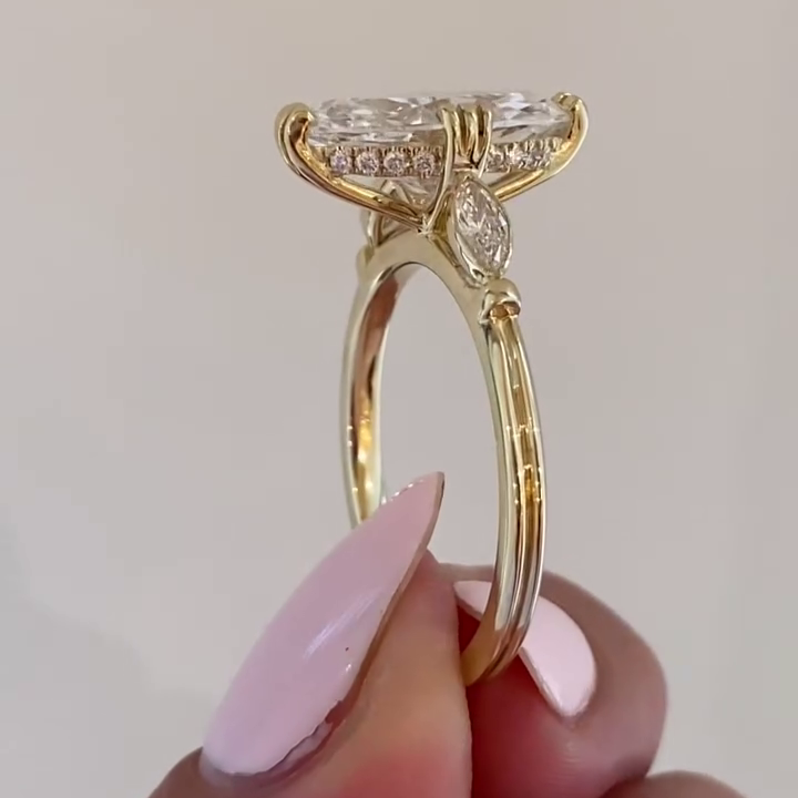 Marquise 2.50tcw Lab Grown Diamond Engagement Ring | Hidden Halo & Side Stones | IGI Certified
