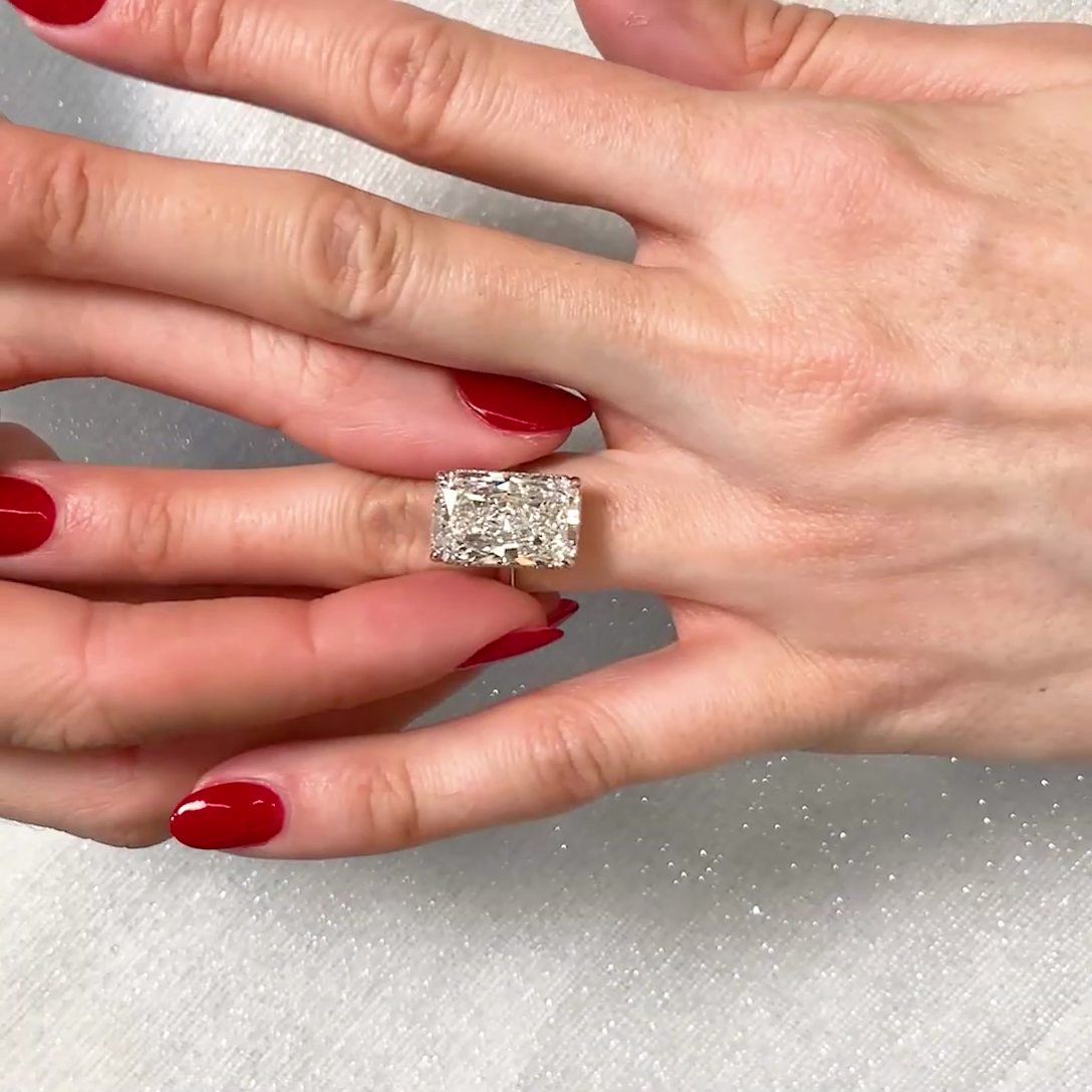 Radiant 8.10tcw Lab Diamond Hidden Halo Solitaire Ring | IGI Certified | D-E-F | VVS–VS