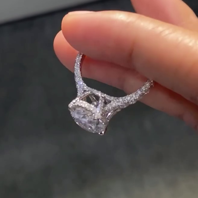 Oval 5.00tcw Lab Diamond Pave Engagement Ring | IGI Certified | White Gold