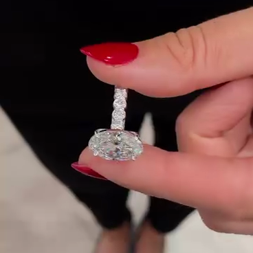 Oval 5.20tcw Lab Diamond Engagement Ring with Side Stones | IGI Certified