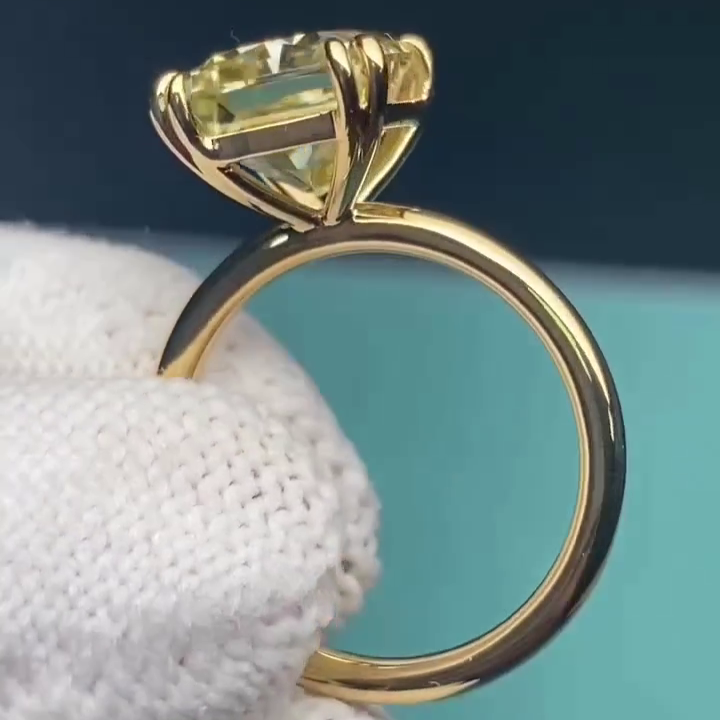 Radiant 4.00ct Fancy Yellow Lab Grown Diamond Solitaire Engagement Ring | IGI Certified