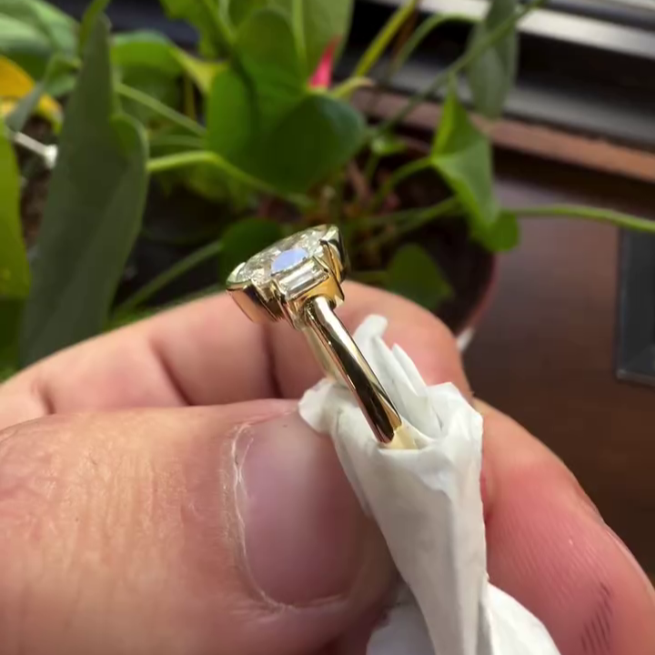 2.90tcw Oval Lab Grown Diamond Three Stone Engagement Ring | Half Bezel | IGI Certified | VVS–VS Clarity