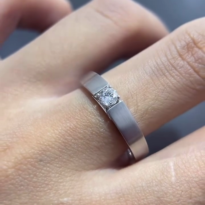 Round 0.50ct Men’s Tension Lab Grown Diamond Ring | IGI Certified | White Gold Minimalist Design