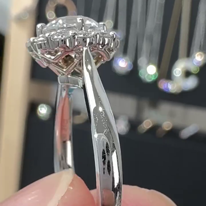 1.15tcw Round Lab Grown Diamond Engagement Ring | Halo Cathedral Style | IGI Certified | White Gold