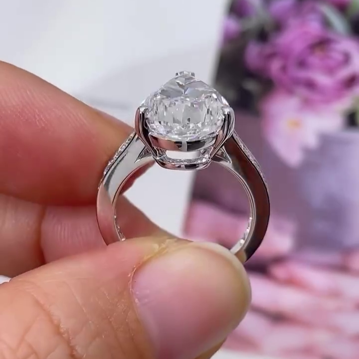 Pear 7.00tcw Lab Diamond Cathedral Channel Set Ring | IGI Certified | White Gold
