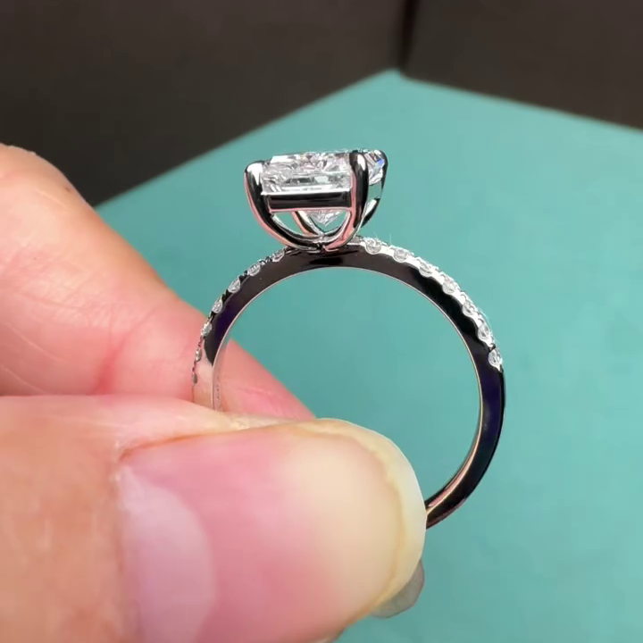 Radiant 2.70tcw Lab Grown Diamond Pave Engagement Ring, D-E-F, VVS-VS - IGI Certified