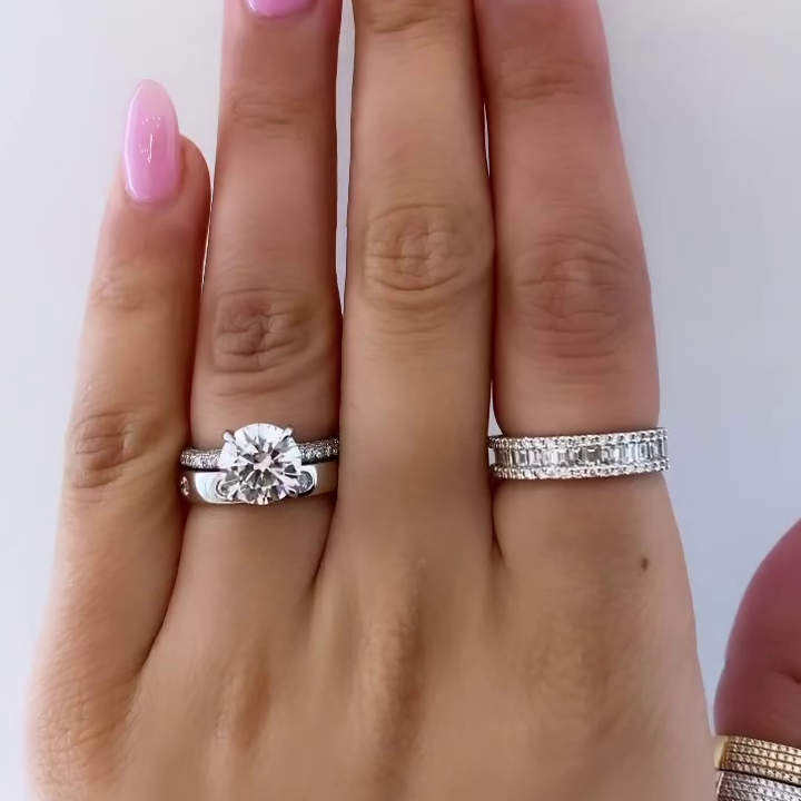 Round 2.50tcw Lab Diamond Ring | Hidden Halo & Pavé Band | IGI Certified | White Gold