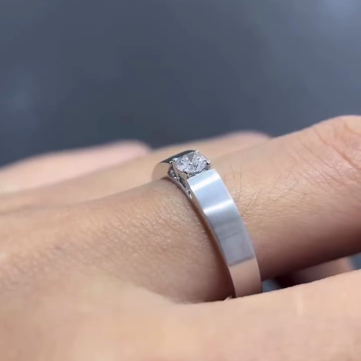 Round 0.50ct Men’s Tension Lab Grown Diamond Ring | IGI Certified | White Gold Minimalist Design