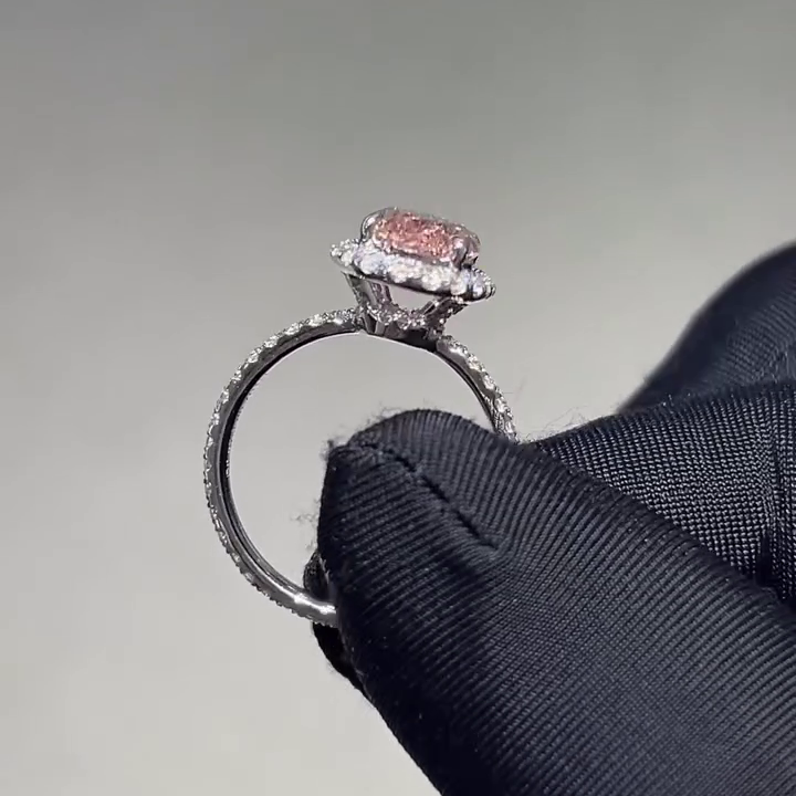 Oval 3.00tcw Fancy Pink Lab Diamond Halo Ring in White Gold | IGI Certified