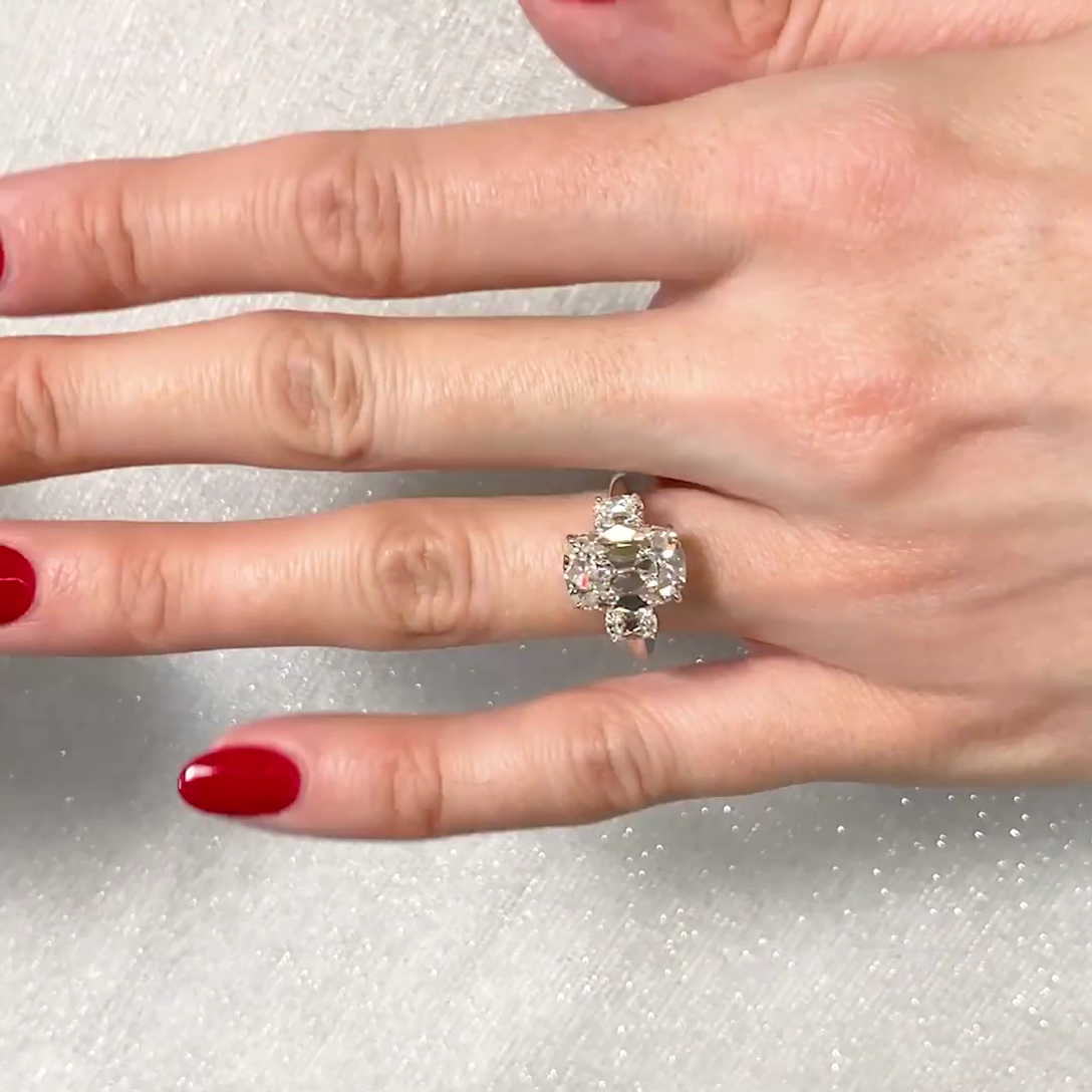 4.40tcw Cushion Lab Diamond Ring | Ethical Three Stone Design | IGI Certified