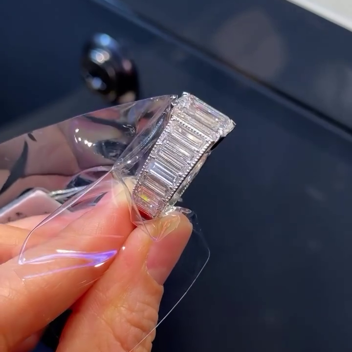 Emerald 10.00tcw Lab Diamond Side Stone Pavé Ring | IGI Certified | D-E-F | VVS–VS