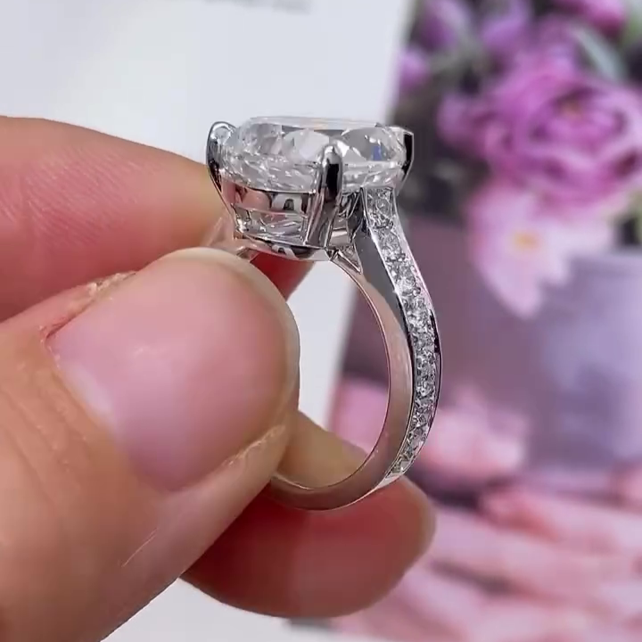 Pear 7.00tcw Lab Diamond Cathedral Channel Set Ring | IGI Certified | White Gold