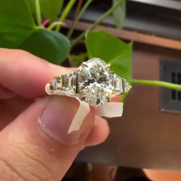 2.20tcw Oval Lab Diamond Five Stone Cathedral Engagement Ring | IGI Certified