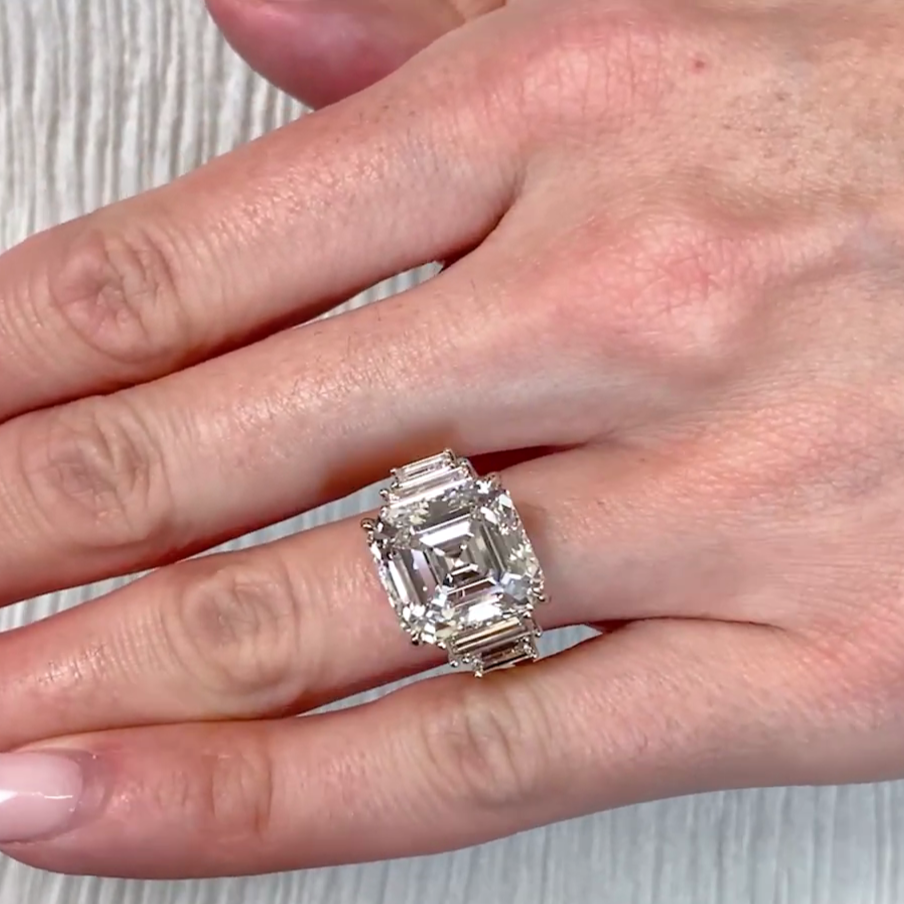 Asscher 9.50tcw Lab Diamond Five Stone Ring | IGI Certified | D-E-F | VVS–VS