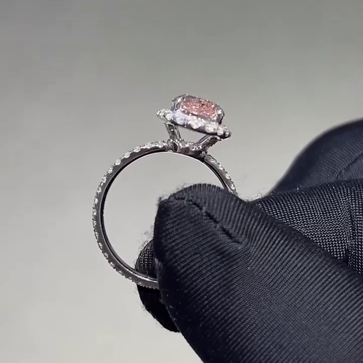 Oval 3.00tcw Fancy Pink Lab Diamond Halo Ring in White Gold | IGI Certified