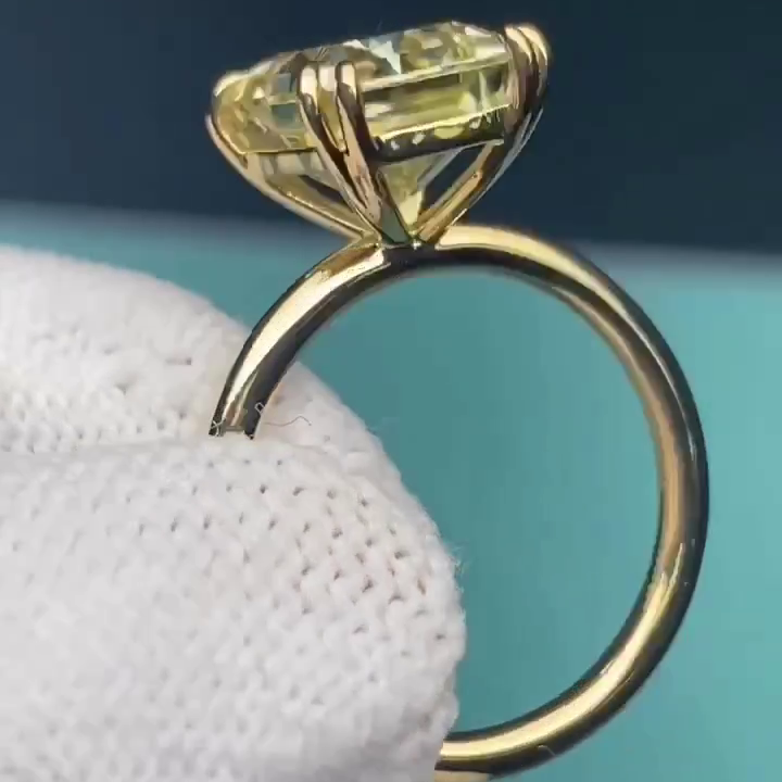 Radiant 4.00ct Fancy Yellow Lab Grown Diamond Solitaire Engagement Ring | IGI Certified