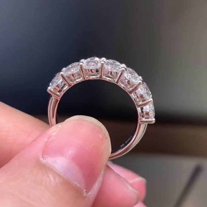 2.10tcw Oval Lab Diamond 7-Stone Wedding Band | IGI Certified DEF VVS-VS | White Gold
