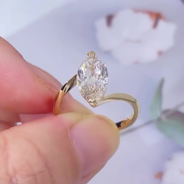 Marquise 2.50tcw Lab Diamond Bypass Ring | IGI Certified | D-E-F VVS–VS | Custom Gold | AntiqueCut