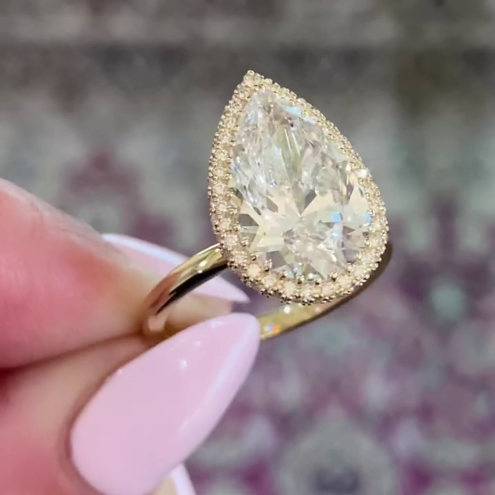 Pear 2.90tcw Lab Diamond Hidden Halo Engagement Ring | IGI Certified | DEF VVS–VS Clarity