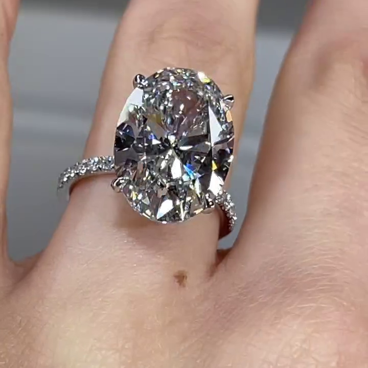 Oval 5.50tcw Lab Diamond Hidden Halo Engagement Ring | IGI Certified | White Gold | VVS Clarity