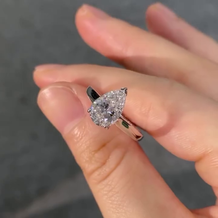 2.00ct Pear Lab Grown Diamond Engagement Ring | Hidden Halo Solitaire in White Gold | IGI Certified