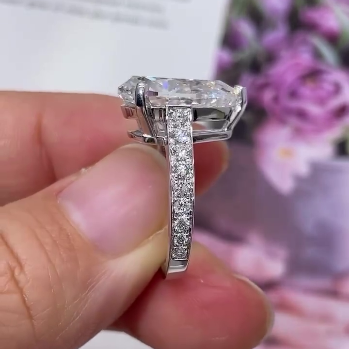 Pear 7.00tcw Lab Diamond Cathedral Channel Set Ring | IGI Certified | White Gold