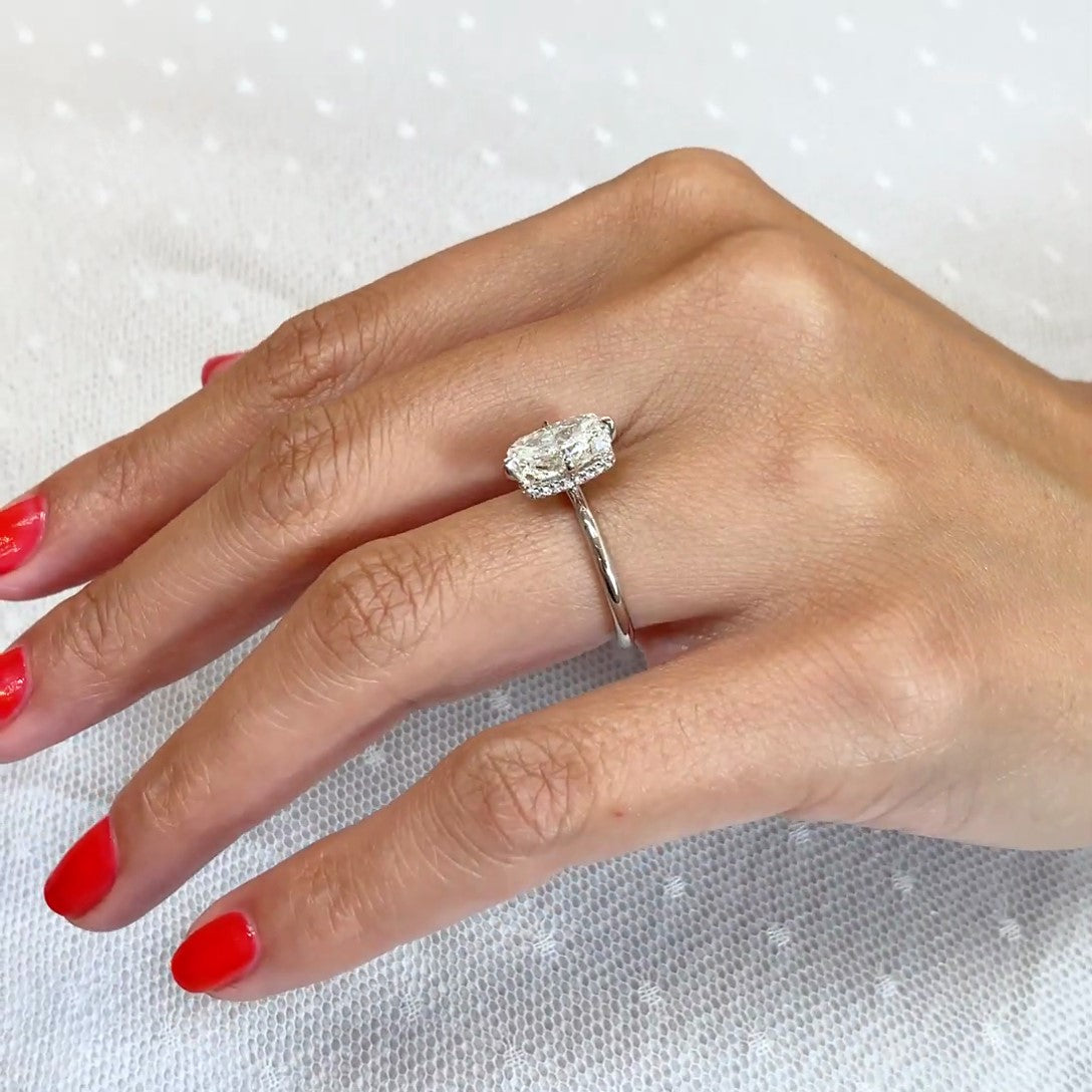 2.65ct Cushion Lab Diamond Engagement Ring | Hidden Halo | IGI Certified | Gold & Platinum