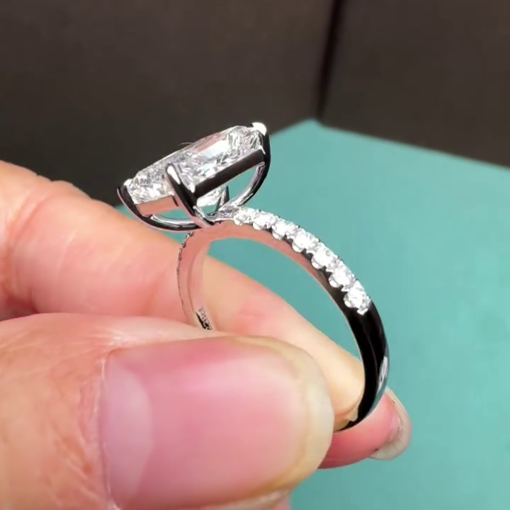 Radiant 2.70tcw Lab Grown Diamond Pave Engagement Ring, D-E-F, VVS-VS - IGI Certified