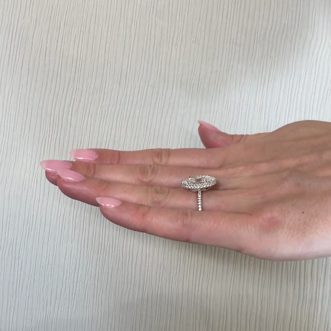 Oval 4.30tcw Lab-Grown Diamond Double Edge Halo Ring | IGI Certified | DEF VVS–VS