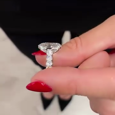 Oval 5.20tcw Lab Diamond Engagement Ring with Side Stones | IGI Certified