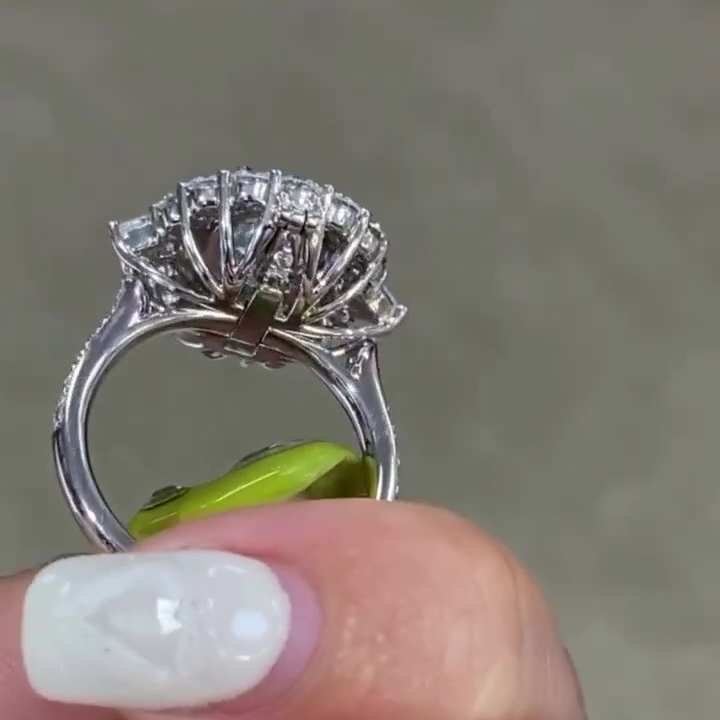 Fancy Blue 5.50tcw Oval Lab Diamond Double Halo Ring | IGI Certified