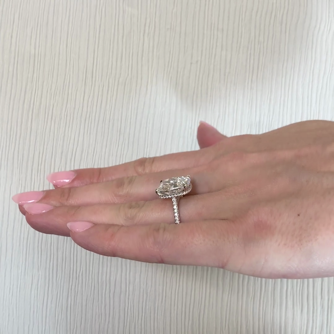 Cushion 8.50tcw Lab Diamond Hidden Halo Cathedral Ring | IGI Certified | D-E-F | VVS–VS