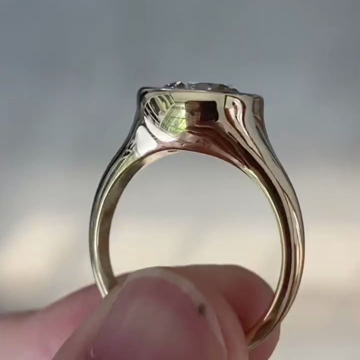 Round 2.50ct Lab Grown Diamond Bezel Set Engagement Ring | 14k Yellow Gold | IGI Certified