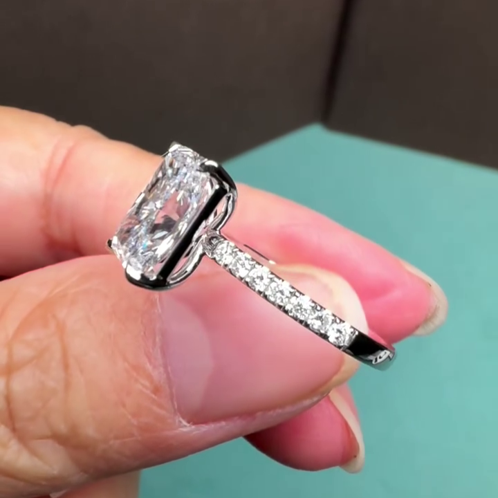 Radiant 2.70tcw Lab Grown Diamond Pave Engagement Ring, D-E-F, VVS-VS - IGI Certified