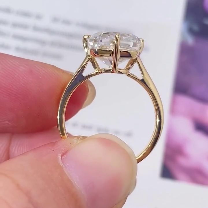 Sq Cushion 5.00ct Lab Grown Diamond Engagement Ring | IGI Certified | D-E-F Color | VVS–VS Clarity | Yellow Gold Solitaire Ring